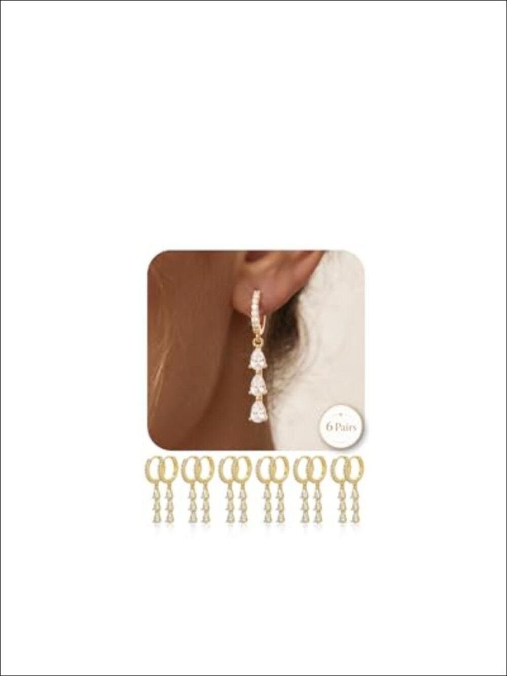 Bridesmaid Earring Set 14K Gold Plated Hypoallergenic CZ Huggie Drops